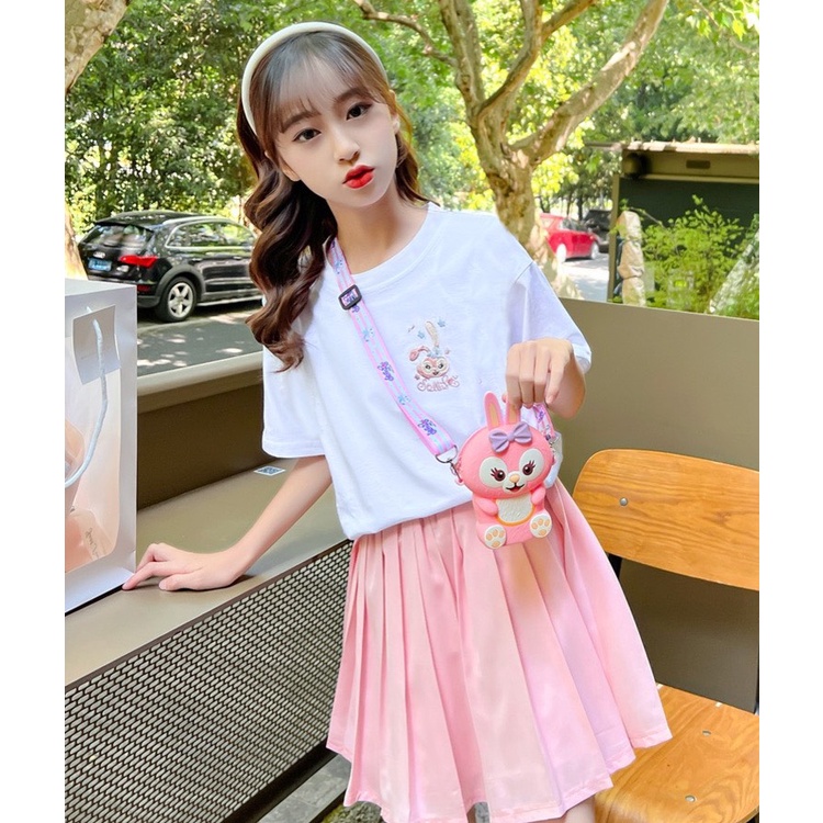 Set váy xếp li phối áo thun cổ tròn "STELA XL" 18-48kg cho bé gái 4-15 tuổi. Thoáng mát, có lót trong. G64 G27