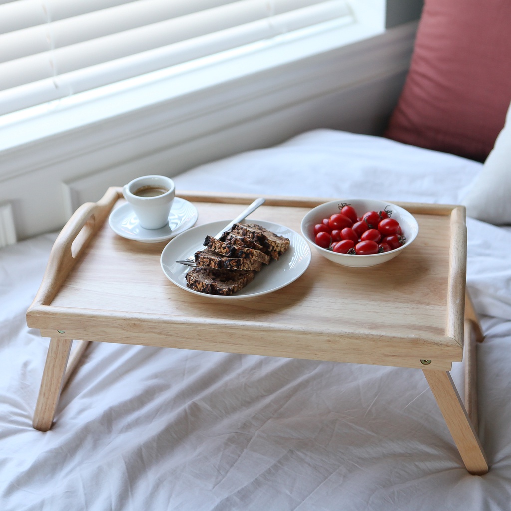 Bàn ăn mini BEYOURs Bed Tray gỗ MDF dán Veneer, chân gấp gọn tiện lợi, màu gỗ