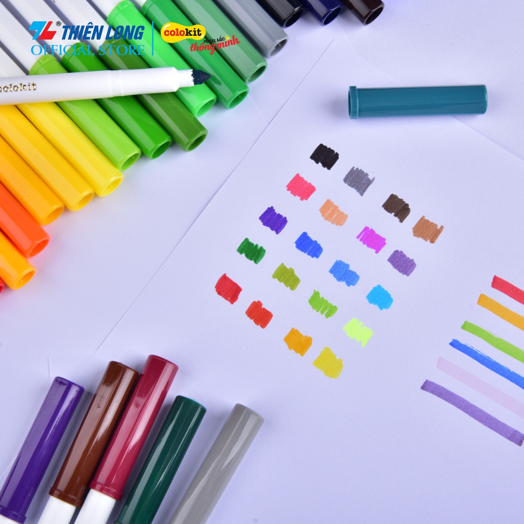 Combo 36 Bút lông màu Fiber Pen và Vở vẽ Colokit Thiên Long