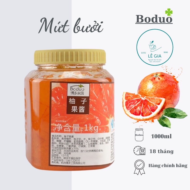 Mứt bưởi Boduo hộp 1kg