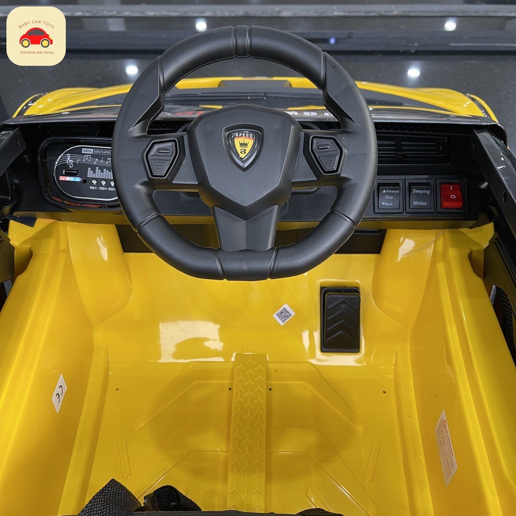 Ô tô điện XGZ 7188 Lamboghini  bánh cao su ghế nệm da cao cấp 2 động cơ