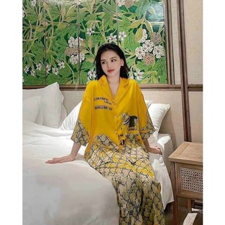 Đồ Bộ Pijama Nữ Lụa Xướt Tay Cánh Dơi