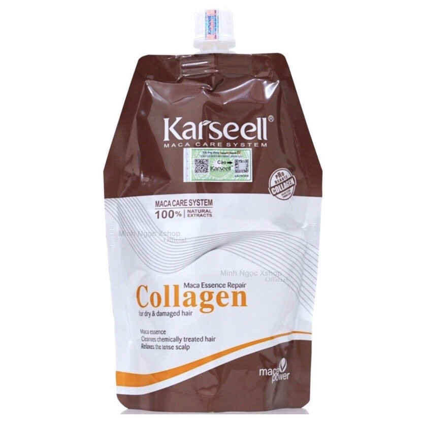Kem ủ tóc Collagen KARSEELL phục hồi siêu mượt dạng túi 500ml [+Tặng mũ trùm][+Hấp gói 100ml]