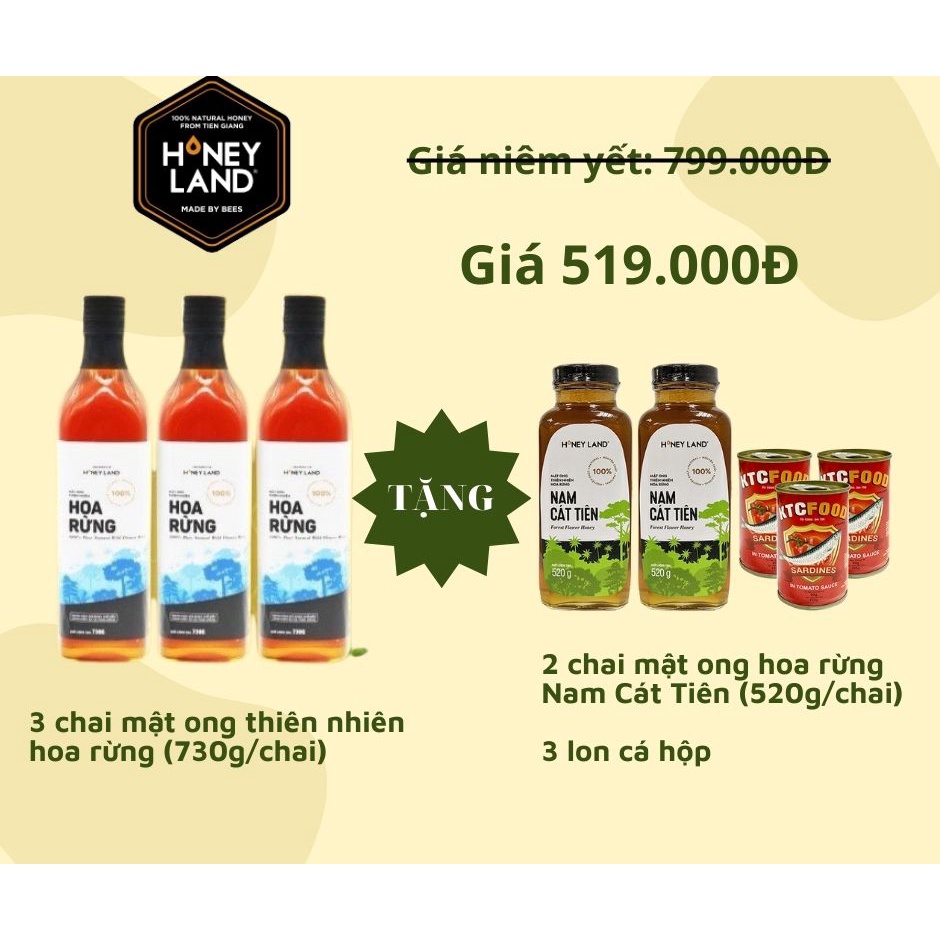 HONEYLAND - Bộ 5 chai mật ong HOA RỪNG Honeyland (Hơn 3 ký mật)