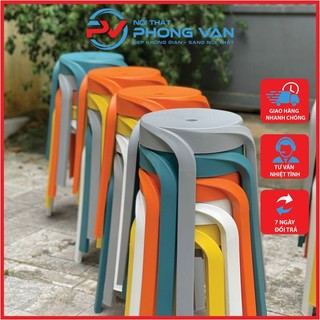Ghế đôn nhựa đúc pp xếp chồng tiện lợi sử dụng đa năng - ghế đôn nhựa đúc nguyên khối xếp chồng gọn gàng nhiều màu
