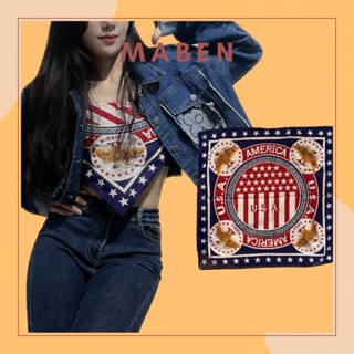 Khăn bandana in chữ USA cotton size 55x55cm - Maben