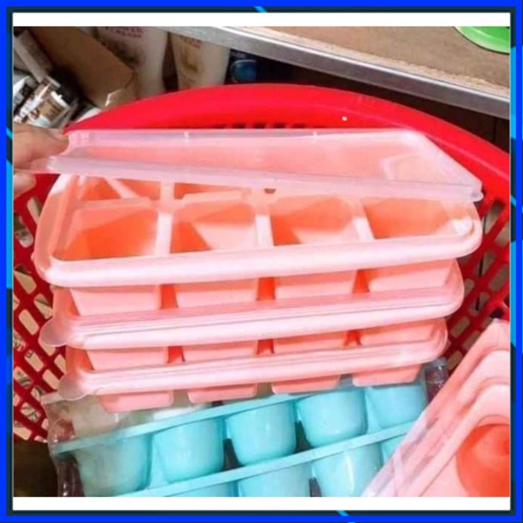 [chính hãng việt nhật] Khay đá dẻo 8 viên có nắp ,khay trữ đồ ăn dặm cho bé nhựa VIỆT NHẬT