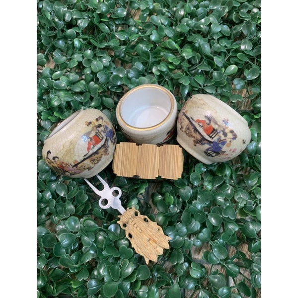 Cóng Mào men rạn cổ miệng vàng Tặng xiên tre