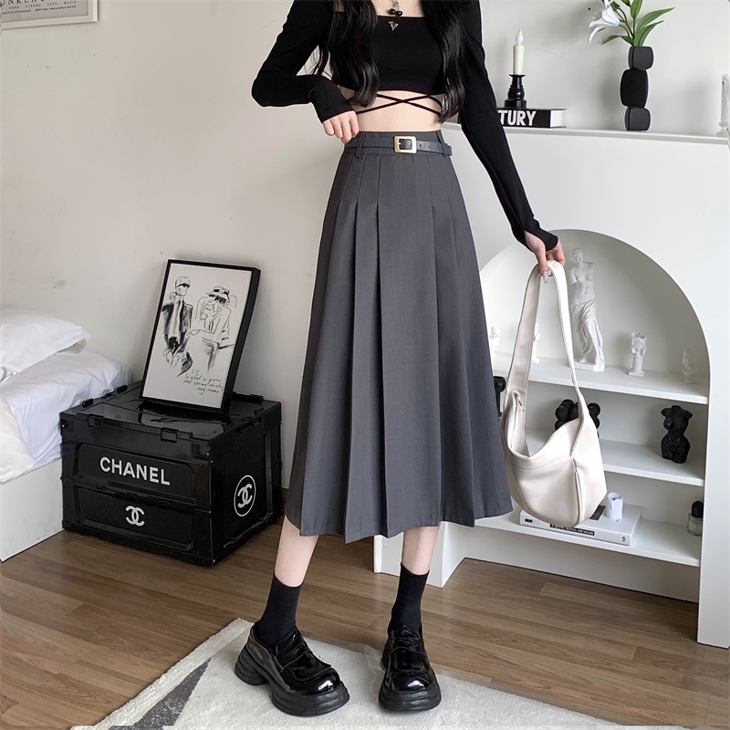 Xiaozhainv Chân Váy Chữ A Lưng Cao Xếp Ly Thời Trang Hàn Quốc 4 Màu Lựa Chọn