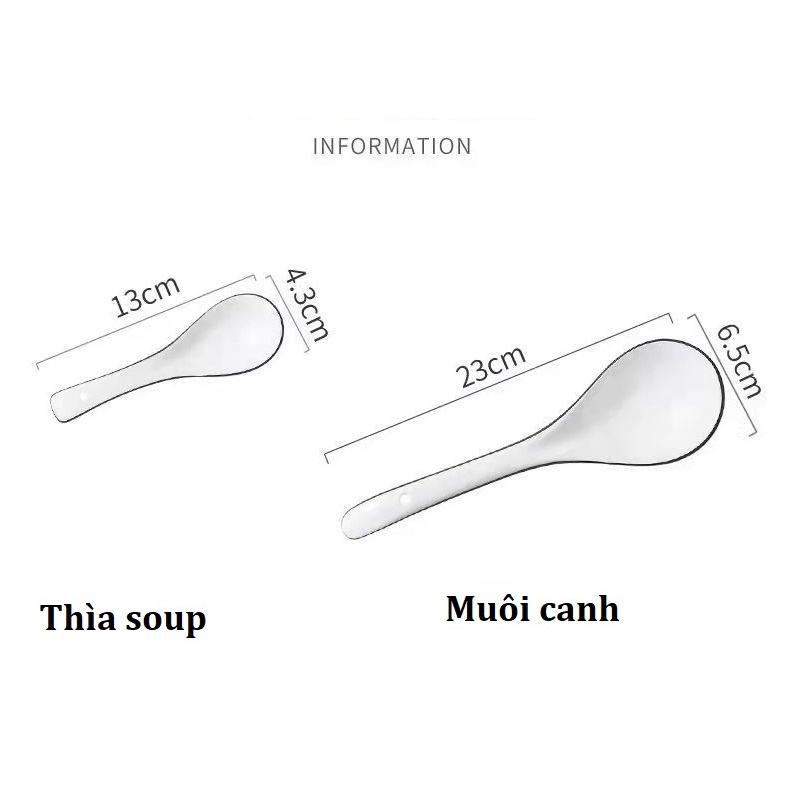 Muôi thìa sứ trắng cao cấp, thìa xới cơm, muỗng sứ dày dặn men đẹp