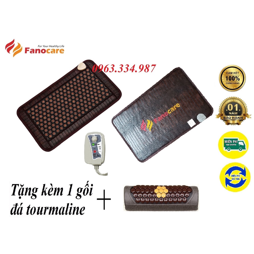 Thảm Nệm đá nhiệt nóng HQ Fanocare KT 50x80cm đá lục giác mắt ngọc (Tặng quà)
