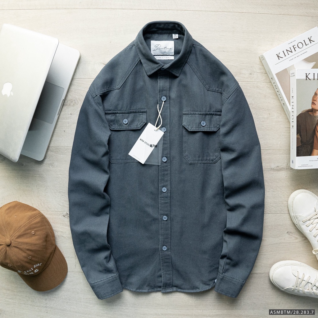 Áo sơ mi  kaki nam dài tay basic 2 túi dày dặn, chất lượng cực đẹp - 283.1 - BTM Studios