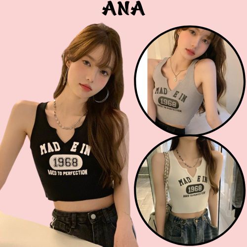 Áo Bra Nữ Có Mút Ngực Dáng Croptop In Chữ Cá Tính Phong Cách Hàn 1968