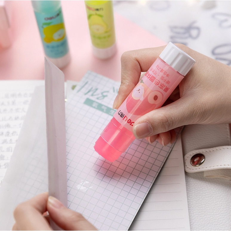 Keo khô Deli No.9626/9627/9628 chất liệu ACR đặc nhiều màu trái cây