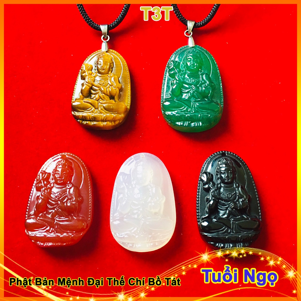 Mặt phật bản mệnh đại thế chí bồ tát hợp nam nữ tuổi Ngọ, Vòng cổ hình phật đá phong thuỳ tặng dây T3T