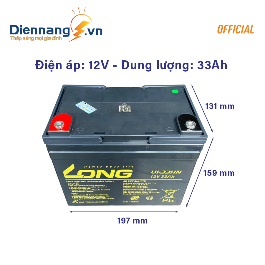 Ắc quy Long U1-33HN , ắc quy cho UPS, Inverter v.v..