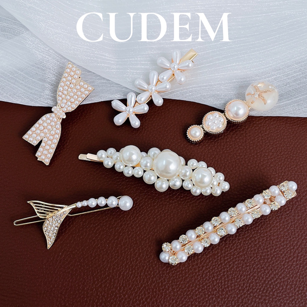 Kẹp cài tóc Hàn Quốc màu trắng đẹp sang trọng size nhỏ K21