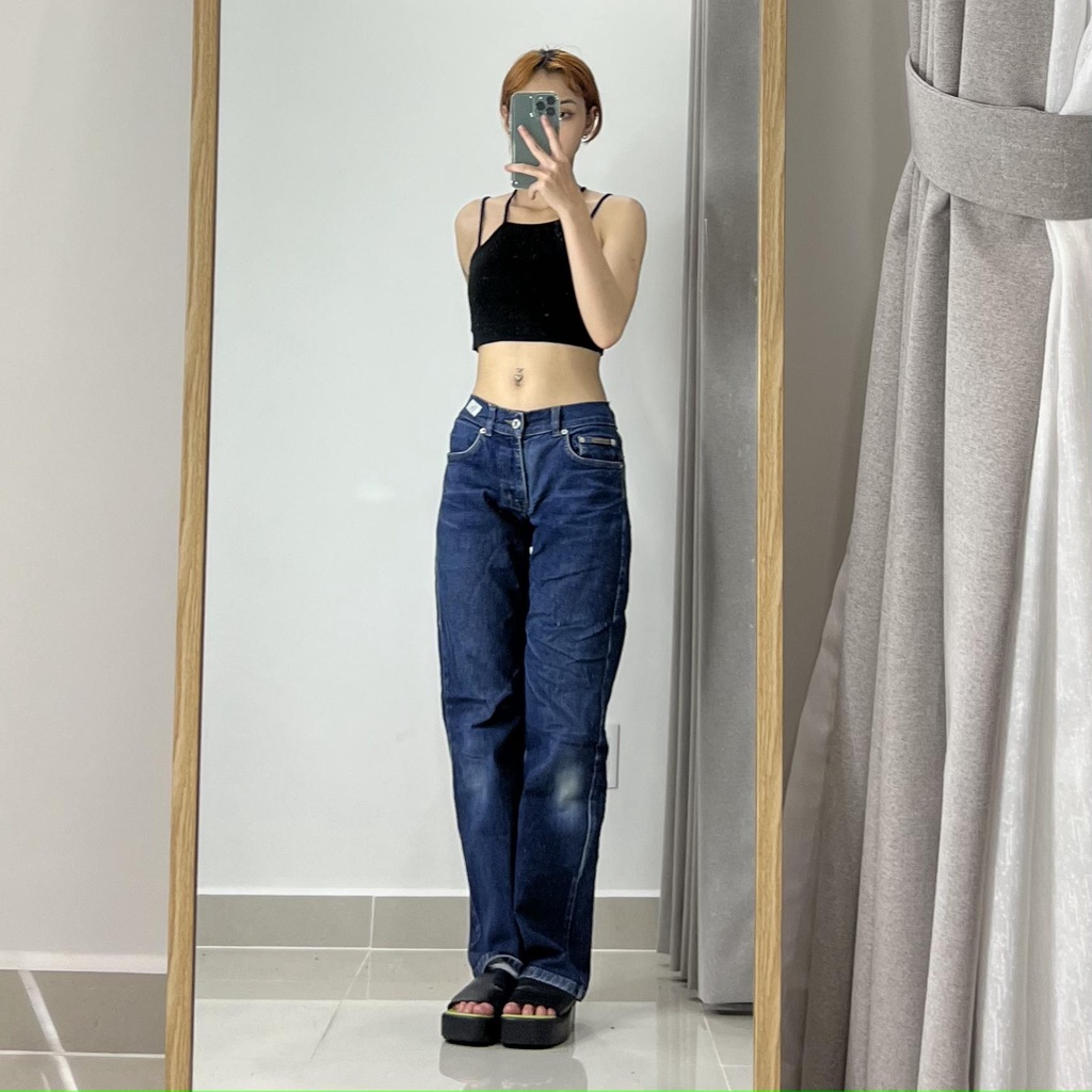 Quần jean ống rộng hiệu Ck chất xịn dành cho nữ đường phố
