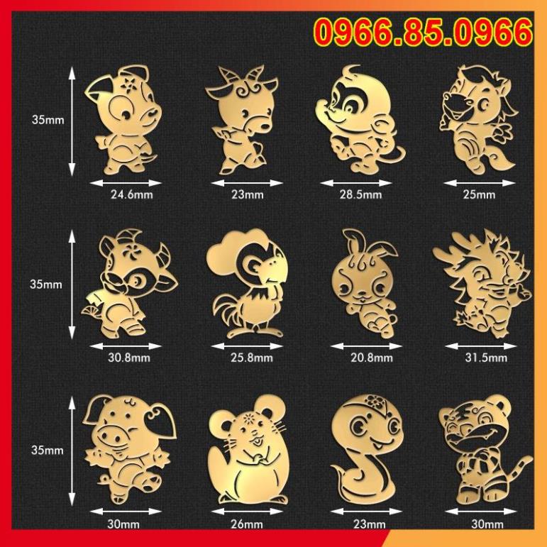 Miếng dán linh phù hình 12 con giáp đẹp