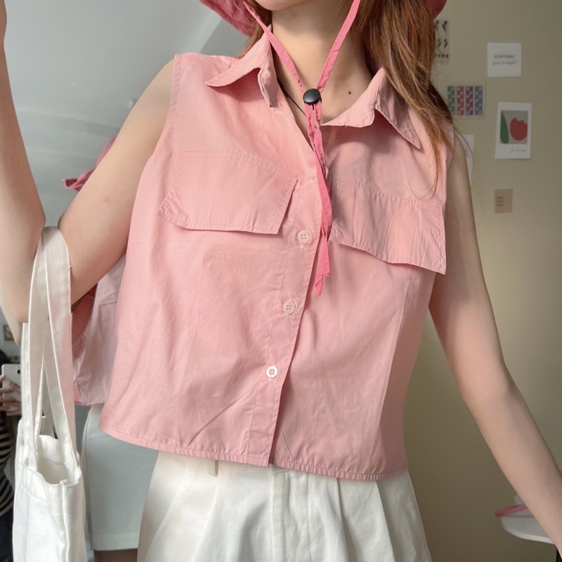 Áo Sơ Mi Nữ OLARI Sát Nách Dáng Lửng OL115 - Armpit Cropshirt