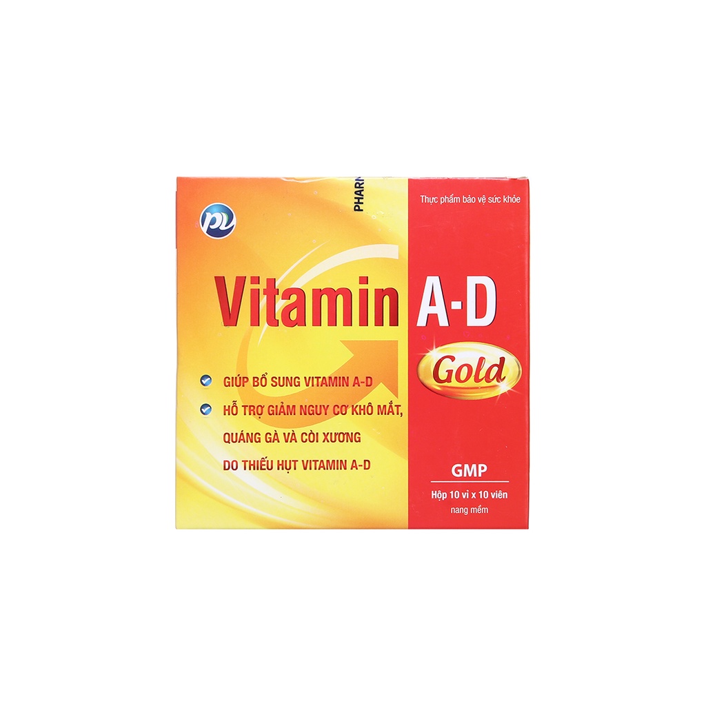 Vitamin A-D Gold PV hỗ trợ giảm khô mắt hộp 100 viên