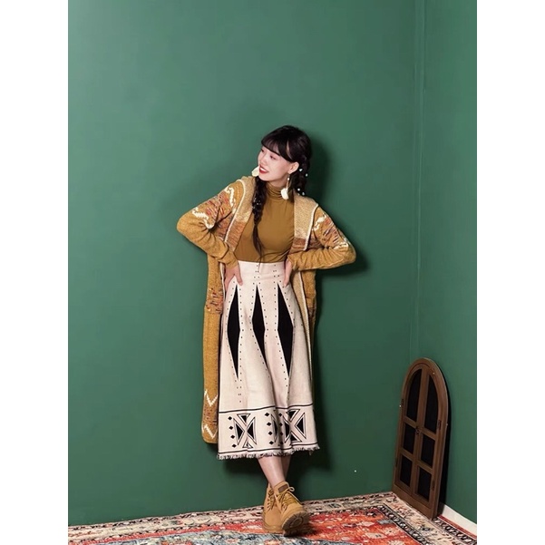 Áo choàng len dài Boho