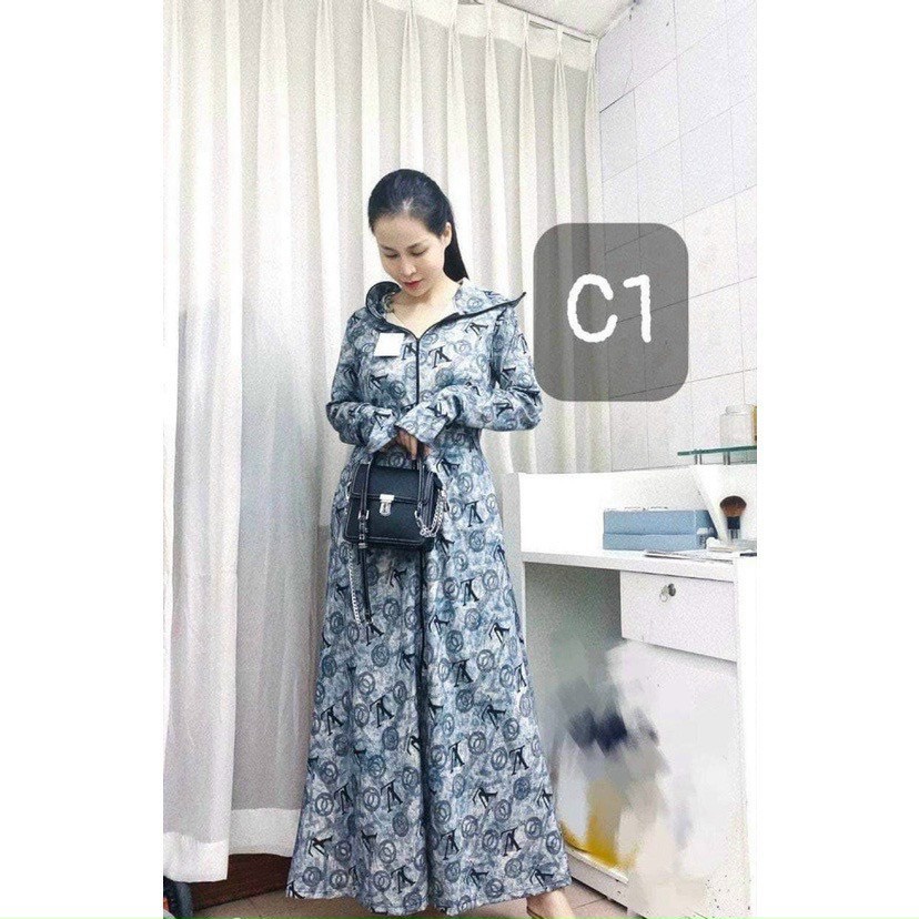 Váy chống nắng nữ dáng dài toàn thân chất mát xẻ tà trước sau co dãn 4 chiều