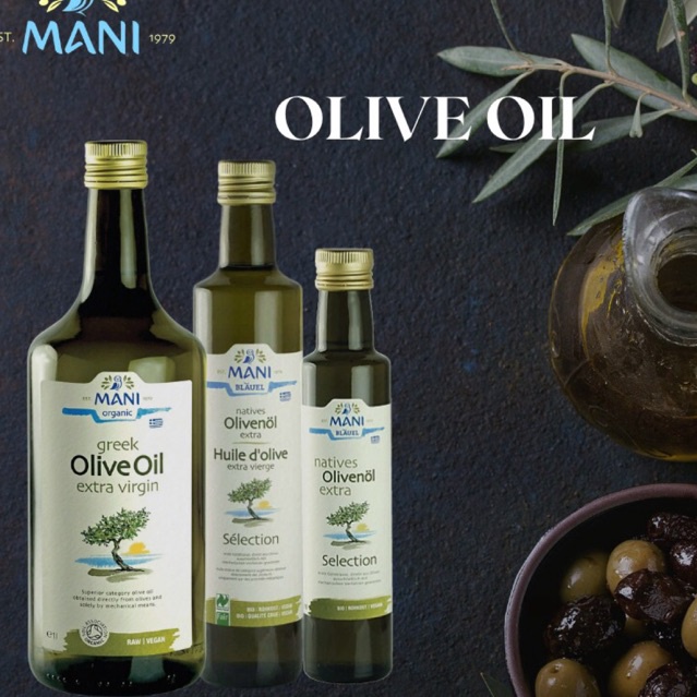 Dầu Oliu ép lạnh hữu cơ Mani 250ml - dòng Extra Virgin Olive Oil