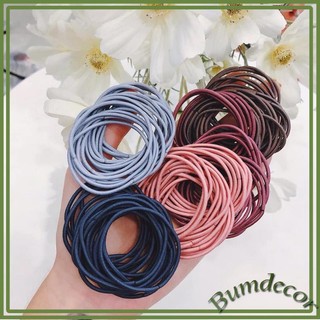 Set 100 Dây Buộc Tóc Trơn Kèm Túi Zip