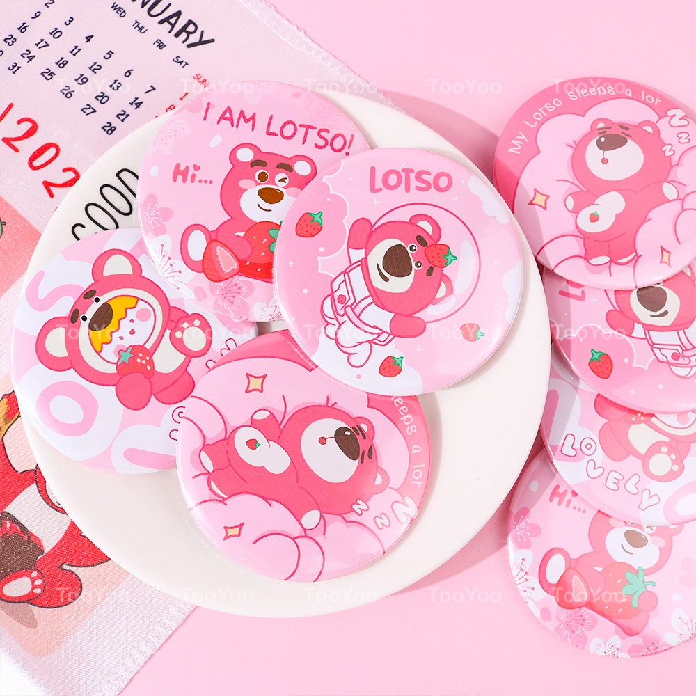 Gương mini bỏ túi Gấu dâu Lotso 7.4cm dễ thương cute TY0352