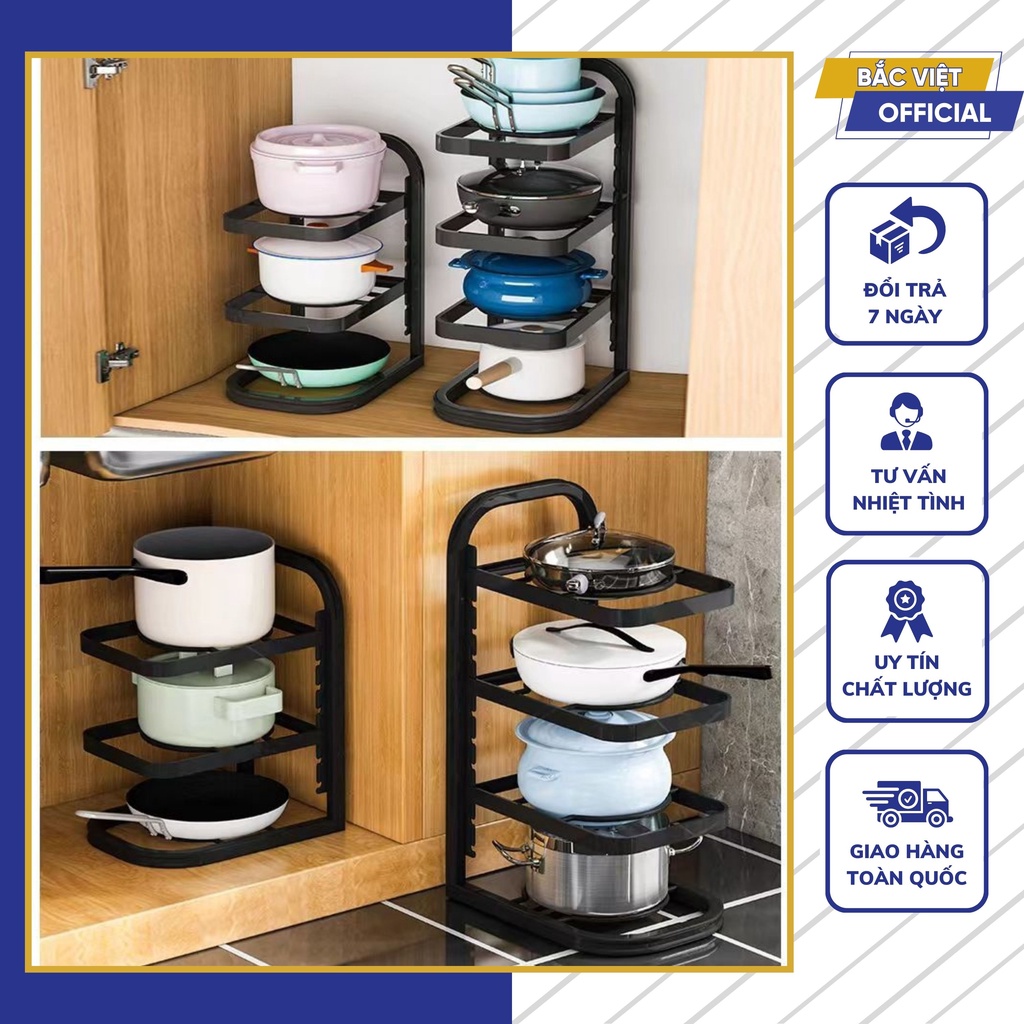 Giá Để Xoong Nồi Đa Năng Lắp Ghép Thép Carbon Sơn Tĩnh Điện Cao Cấp Thiết Kế Tiện Dụng Dành Cho Nhà Bếp