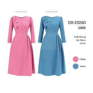 Đầm nữ dáng xoè ly gập trên ngực DX-2326D LYNTRAN