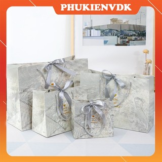 Túi Quà Tặng Vân Đá Túi Giấy Cứng Sự Kiện Đám Cưới Cửa Hàng Túi Quà Quần Áo Z5