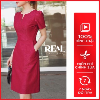 Đầm đi tiệc tôn dáng hana đỏ_REAL