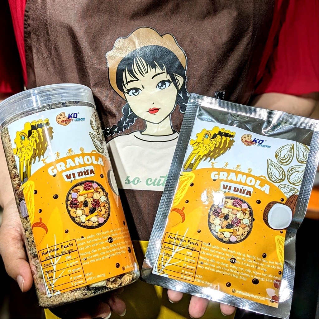 Granola ăn kiêng, 11 hạt dinh dưỡng và trái cây sấy KD Shop 500g/ hộp