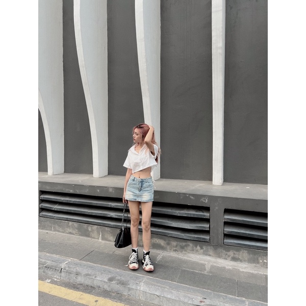 SƠ MI CROTOP TÚI OVER SIZE KÈM ẢNH THẬT
