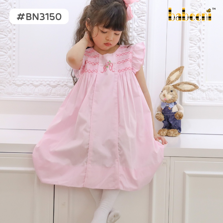 Váy đầm công chúa thêu tay hồng cao cấp BABEENI dành cho bé gái- BN3150