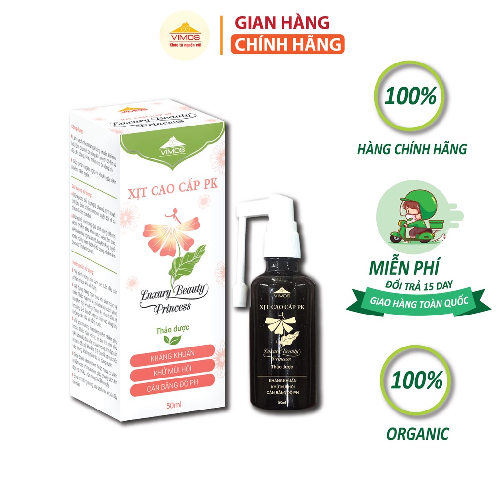 Xịt rửa phụ khoa cao cấp Vimos Luxury Beauty Princess giúp khử nấm ngứa, khí hư, mùi hôi 50ml