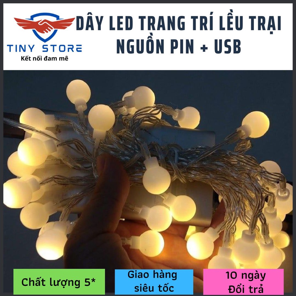 Bóng Led dã ngoại Dây 40 bóng, dài 6m nguồn USB & PIN