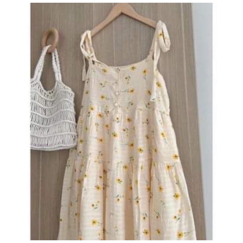 Váy 2 Dây Buộc Nơ In Hoa Nữ [FREESHIP]🌸 Đầm đũi 3 tầng , babydoll bánh bèo tiểu thư Ulzzang 🌸