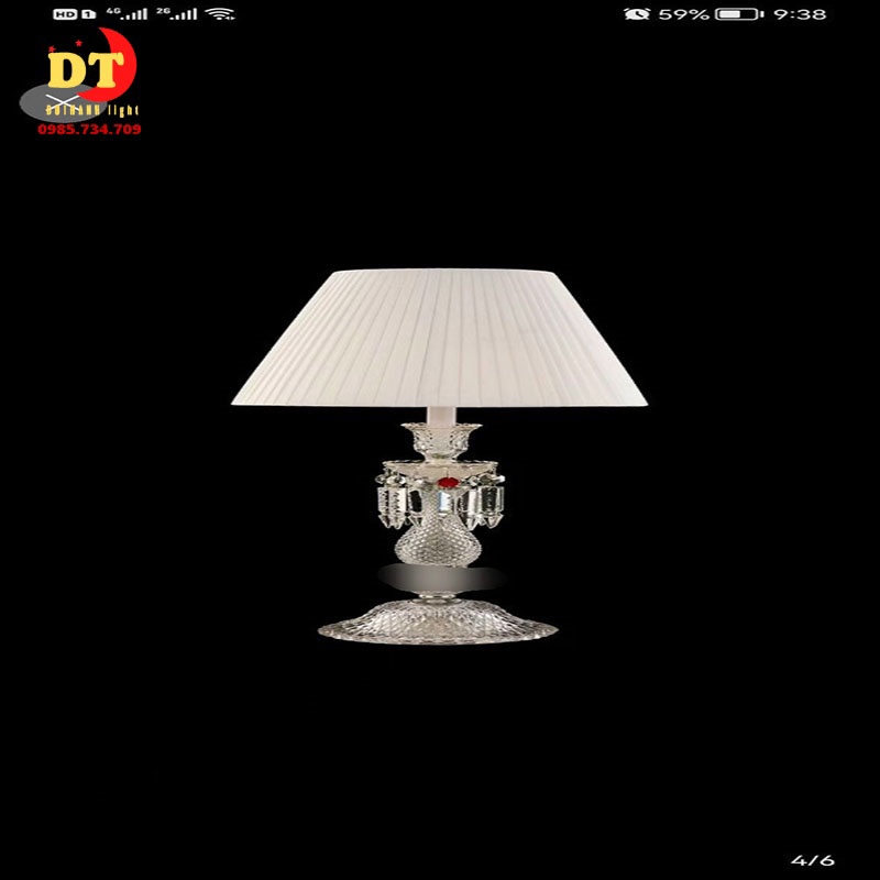 Đèn bàn phale trắng chao vải trang trí cao cấp deco phòng ngủ phòng khách phong cách sang trọng DHQ