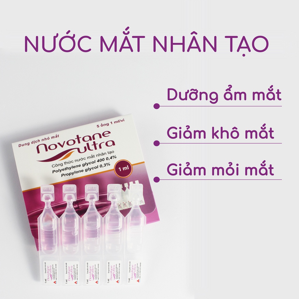 Nước mắt nhân tạo, nhỏ mắt Novotane Ultra giúp bảo vệ mắt, giảm khô, giảm mỏi mắt