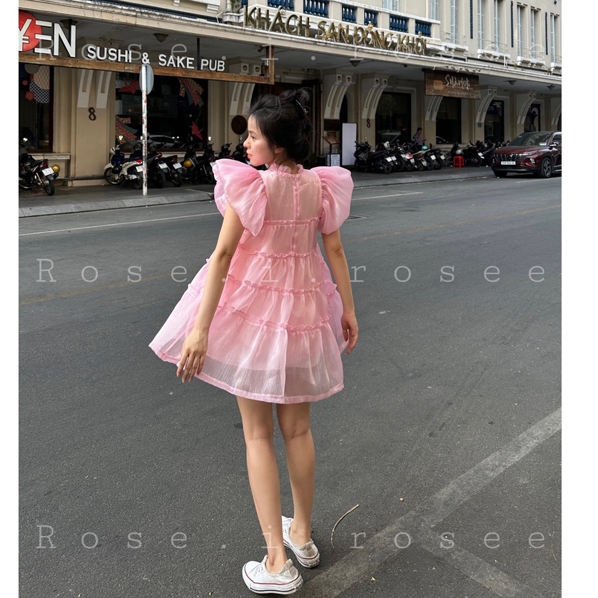 Đầm hồng công chúa dáng phồng xinh xắn
