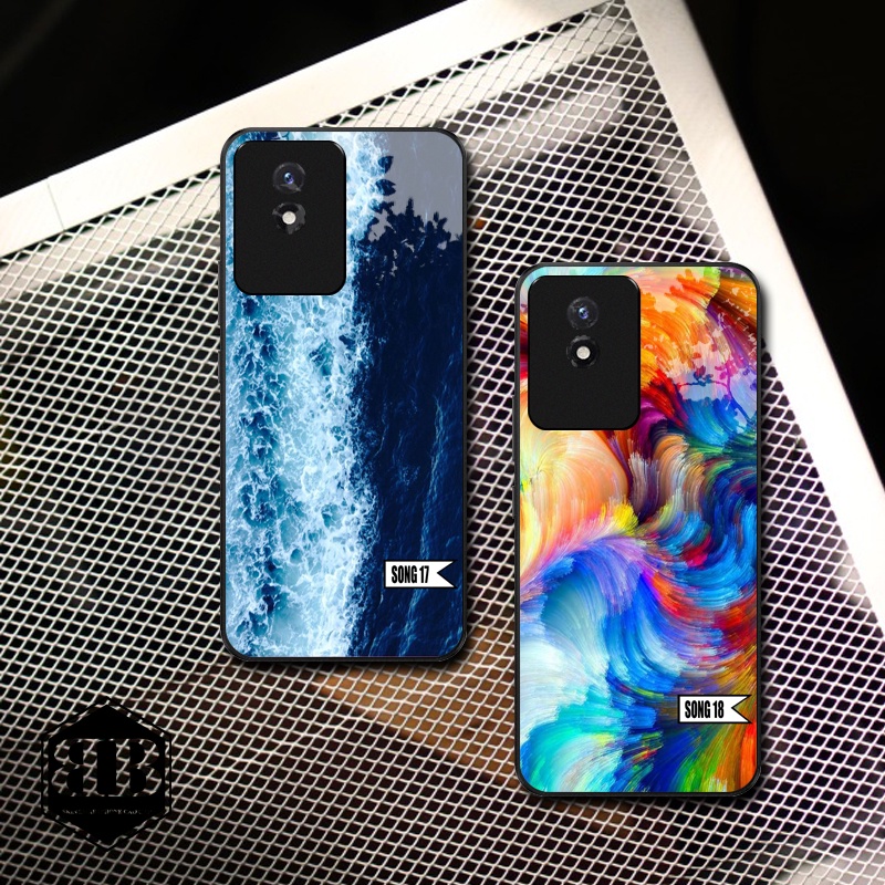 Ốp lưng kính cường lực Vivo Y02 hình sóng sắc màu