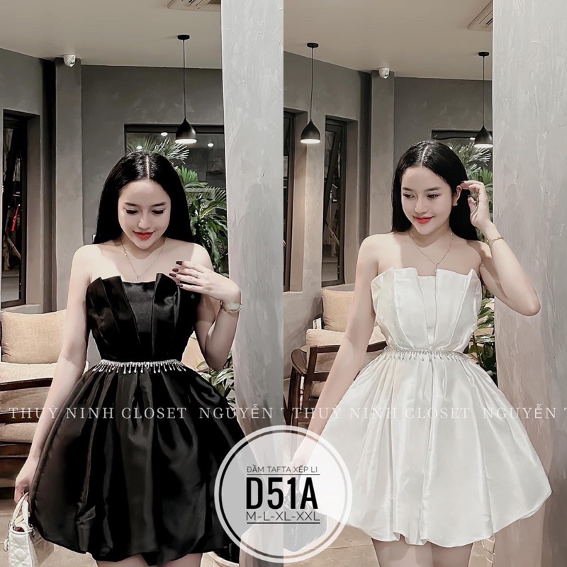 BIGSIZE Đầm tafta xếp li D51A