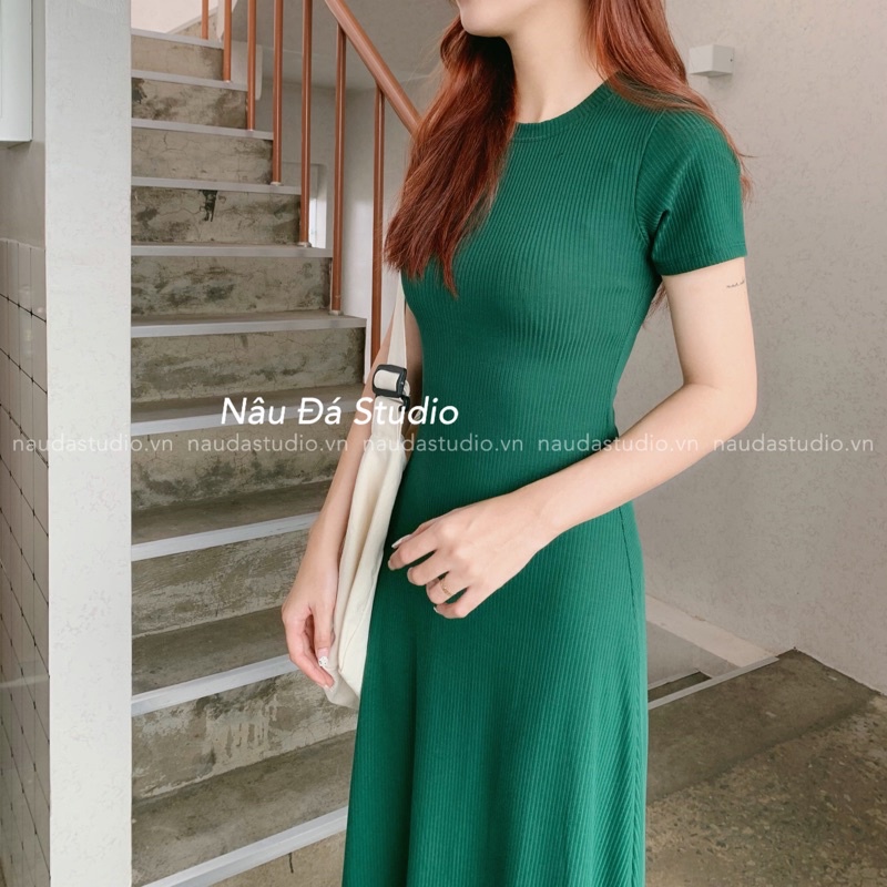 ĐẦM BODY THUN GÂN  - NÂU ĐÁ STUDIO.