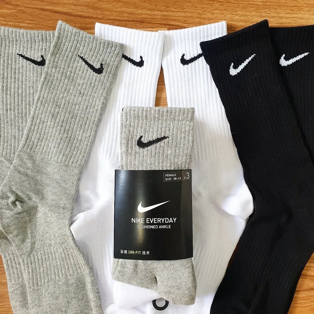 Tất Nike everyday set 3 đôi Trắng Xám Đen