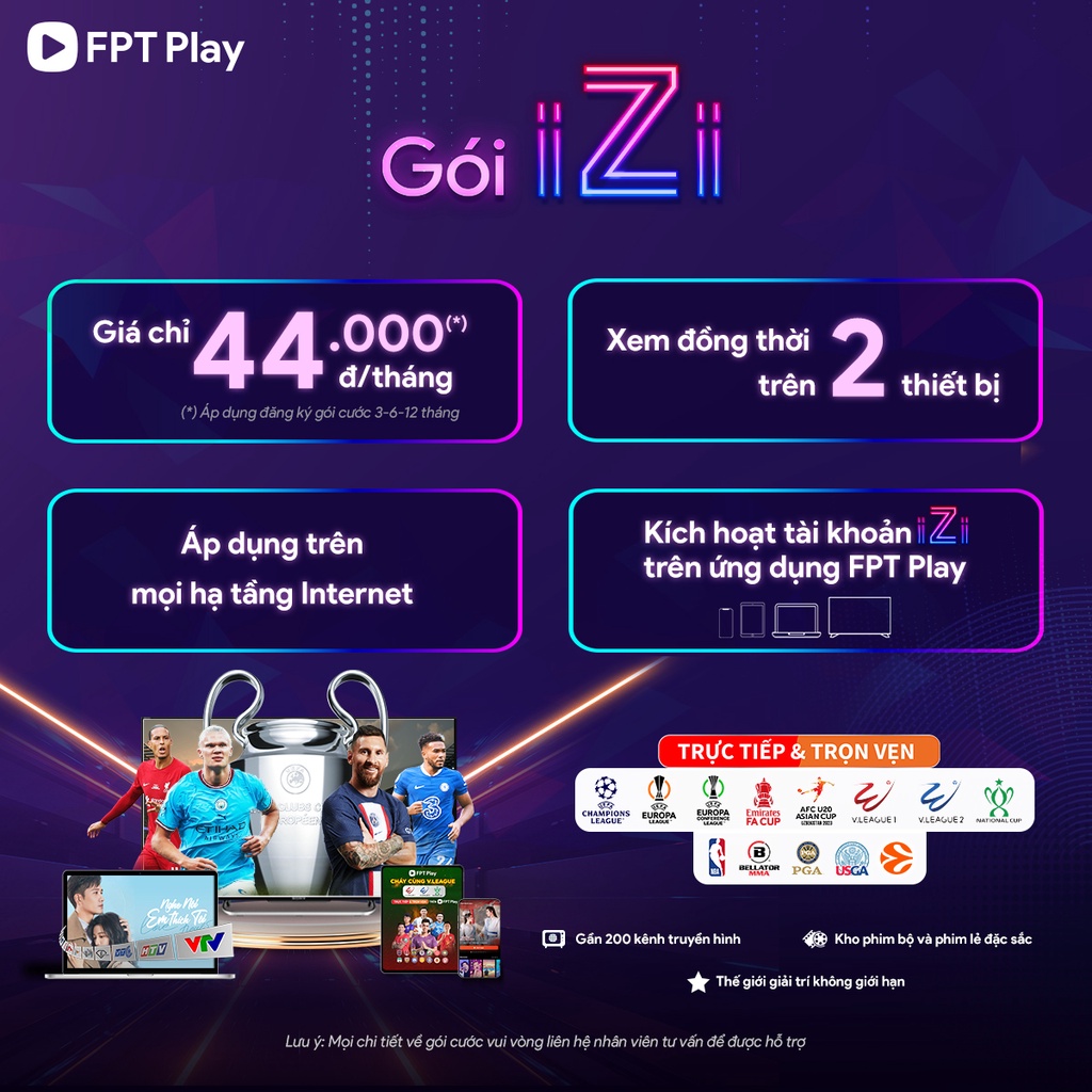 Toàn Quốc  [E-Voucher] Gói IZI - Cho Tất Cả Các Dòng FPT Play Box/ Tài Khoản FPT Play Xem Bóng đá Truyền Hình Miễn Phí