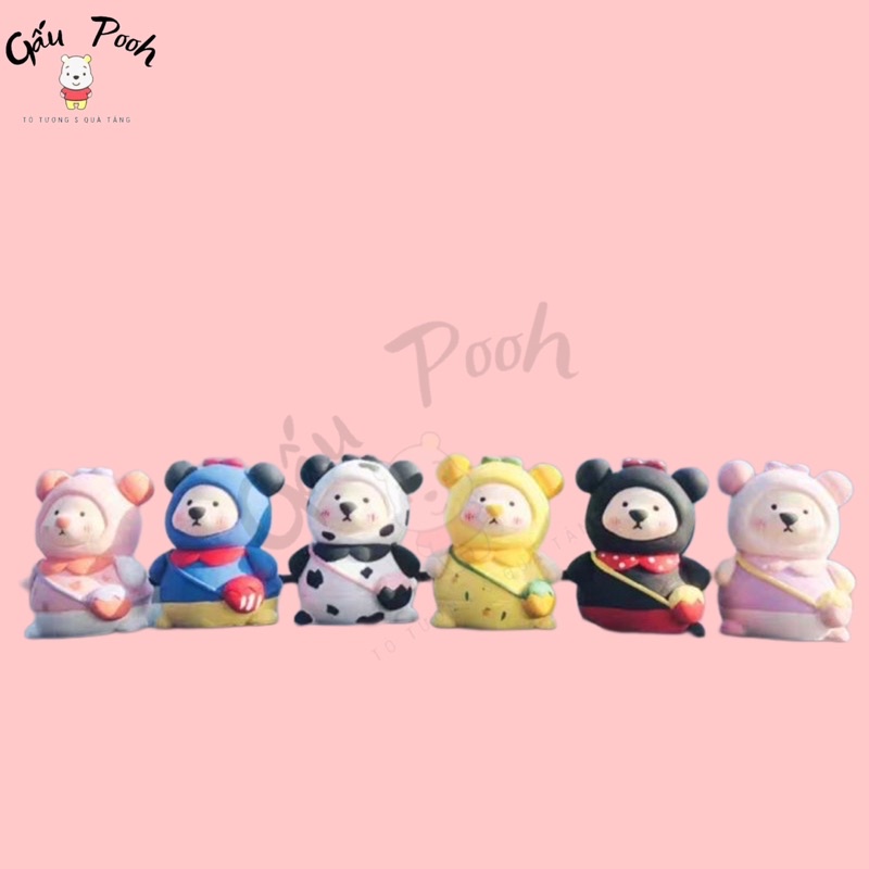 Tô Tượng Thạch Cao Gấu Đeo Túi Size Mini 6cm Không Kèm Màu