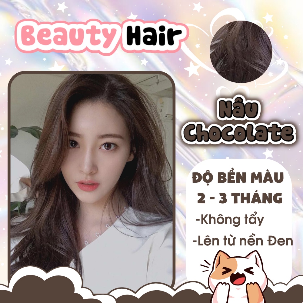 Thuốc nhuộm tóc, thuốc nhuộm tóc nâu socola, chocolate không cần tẩy, tặng kèm oxy trợ dưỡng và bao tay- Beautifull Hair